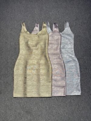3 Colours Silver-Pink Gold & Gold Serafina Mini Dress
