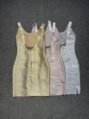 3 Colours Silver-Pink Gold & Gold Serafina Mini Dress.1