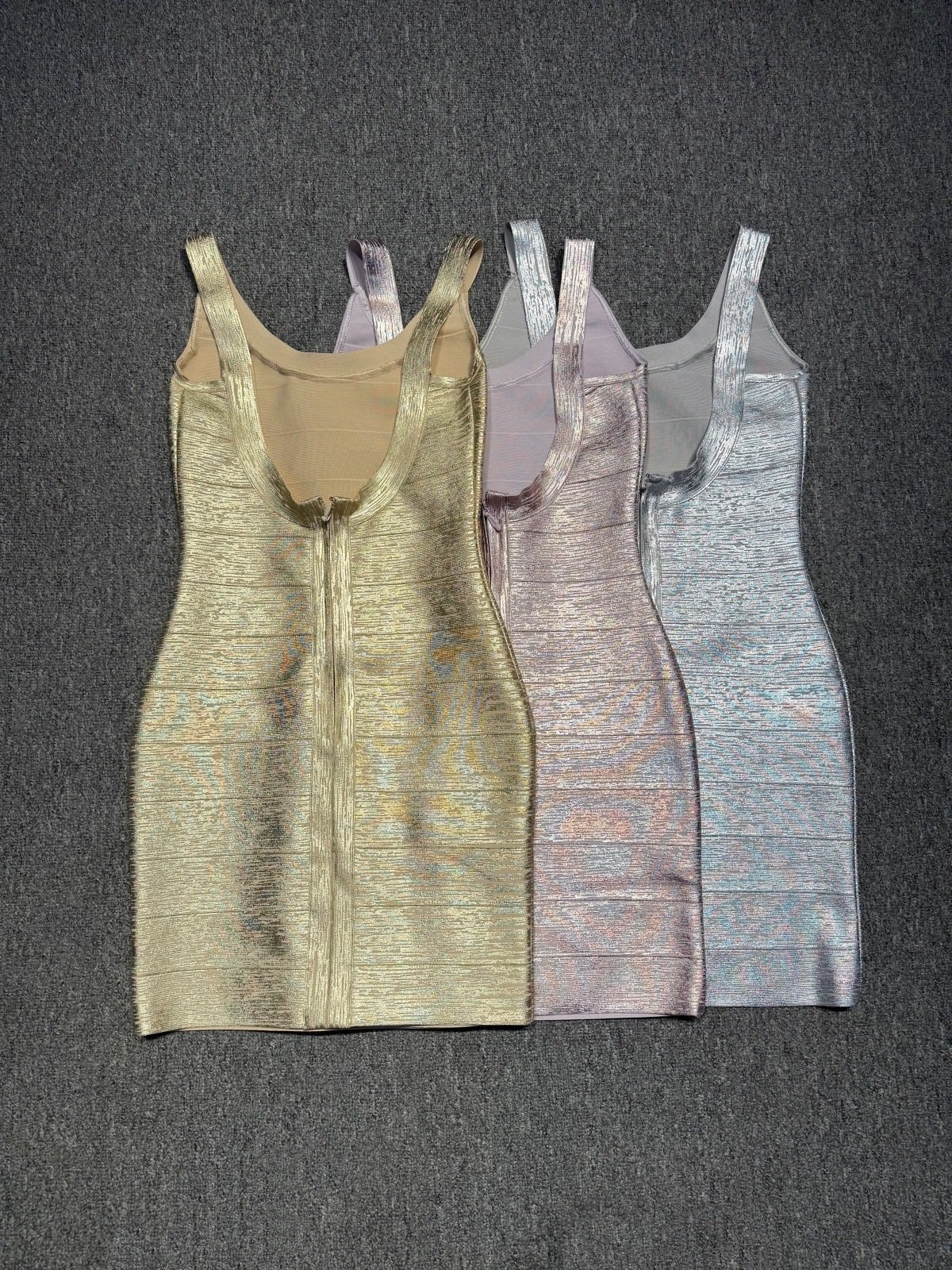3 Colours Silver-Pink Gold & Gold Serafina Mini Dress.1