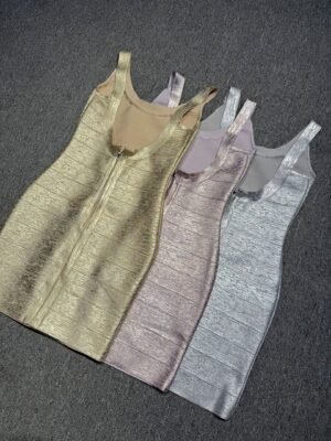 3 Colours Silver-Pink Gold & Gold Serafina Mini Dress.2
