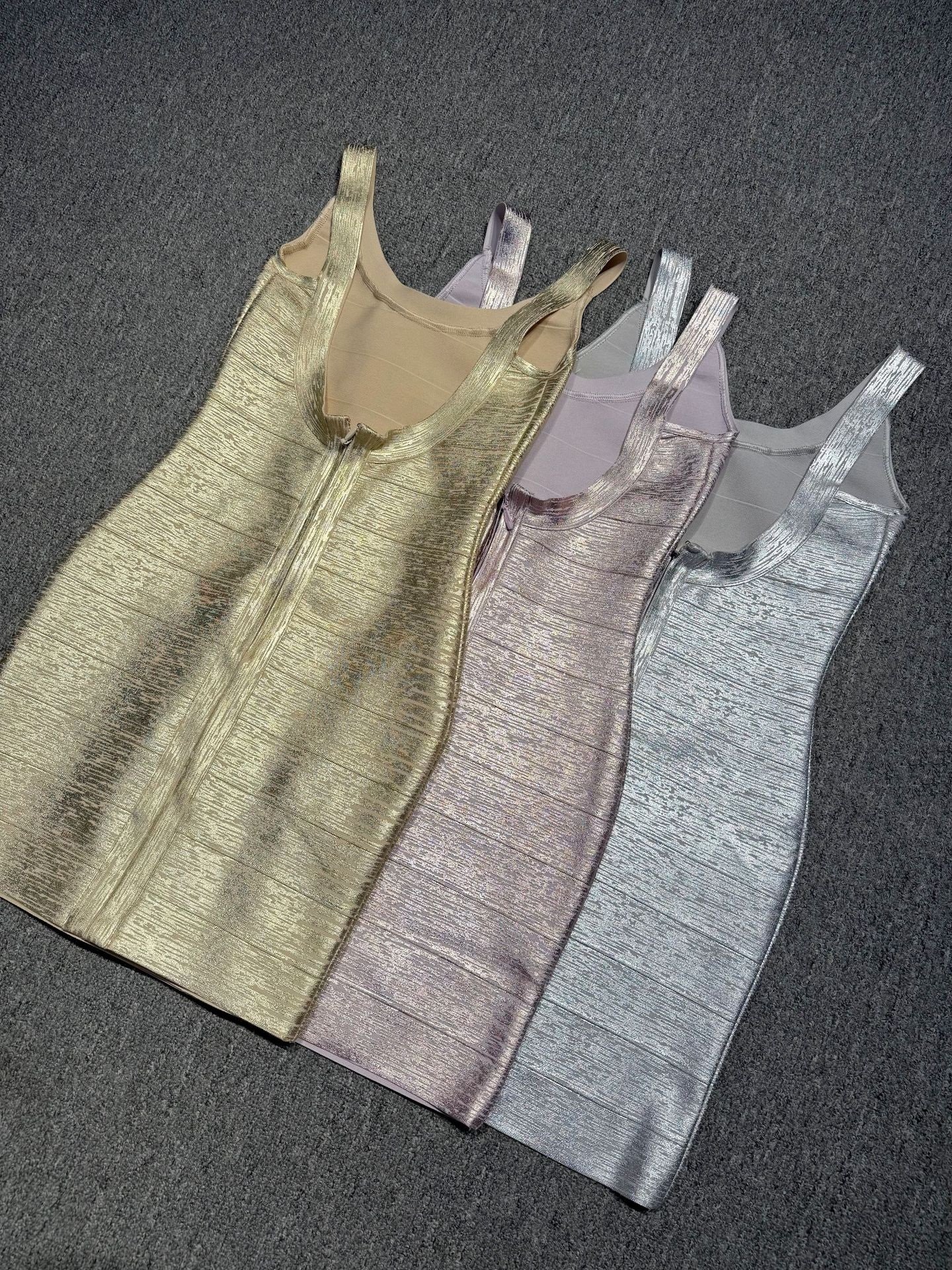 3 Colours Silver-Pink Gold & Gold Serafina Mini Dress.2