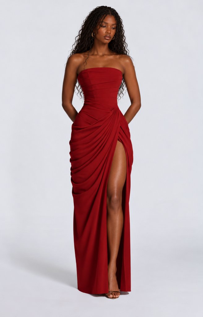 Aiko Dress - Wine Red