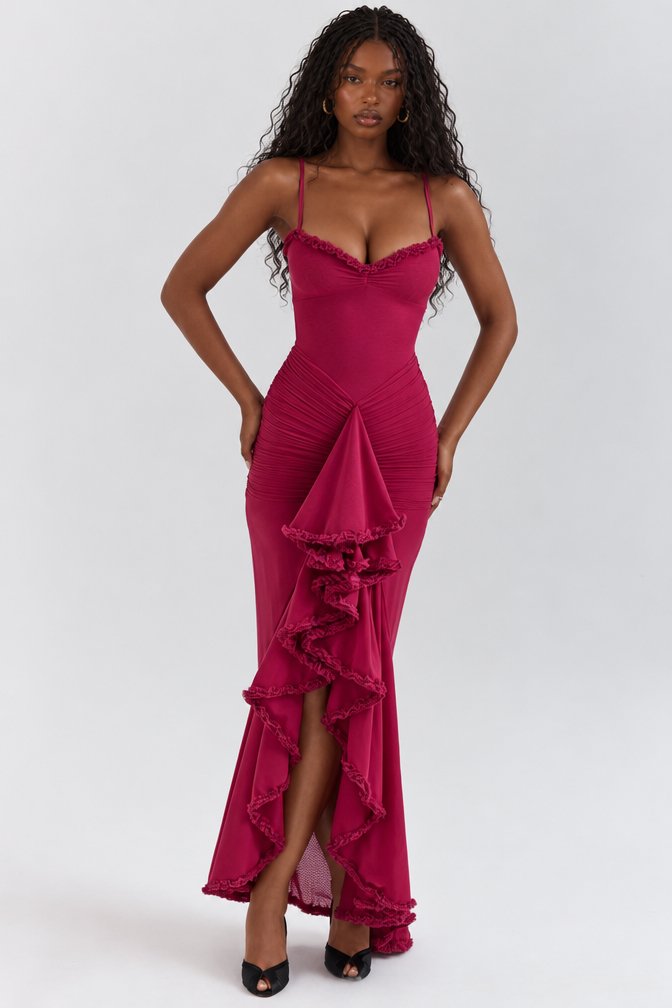 Amara Dress - Wine Red