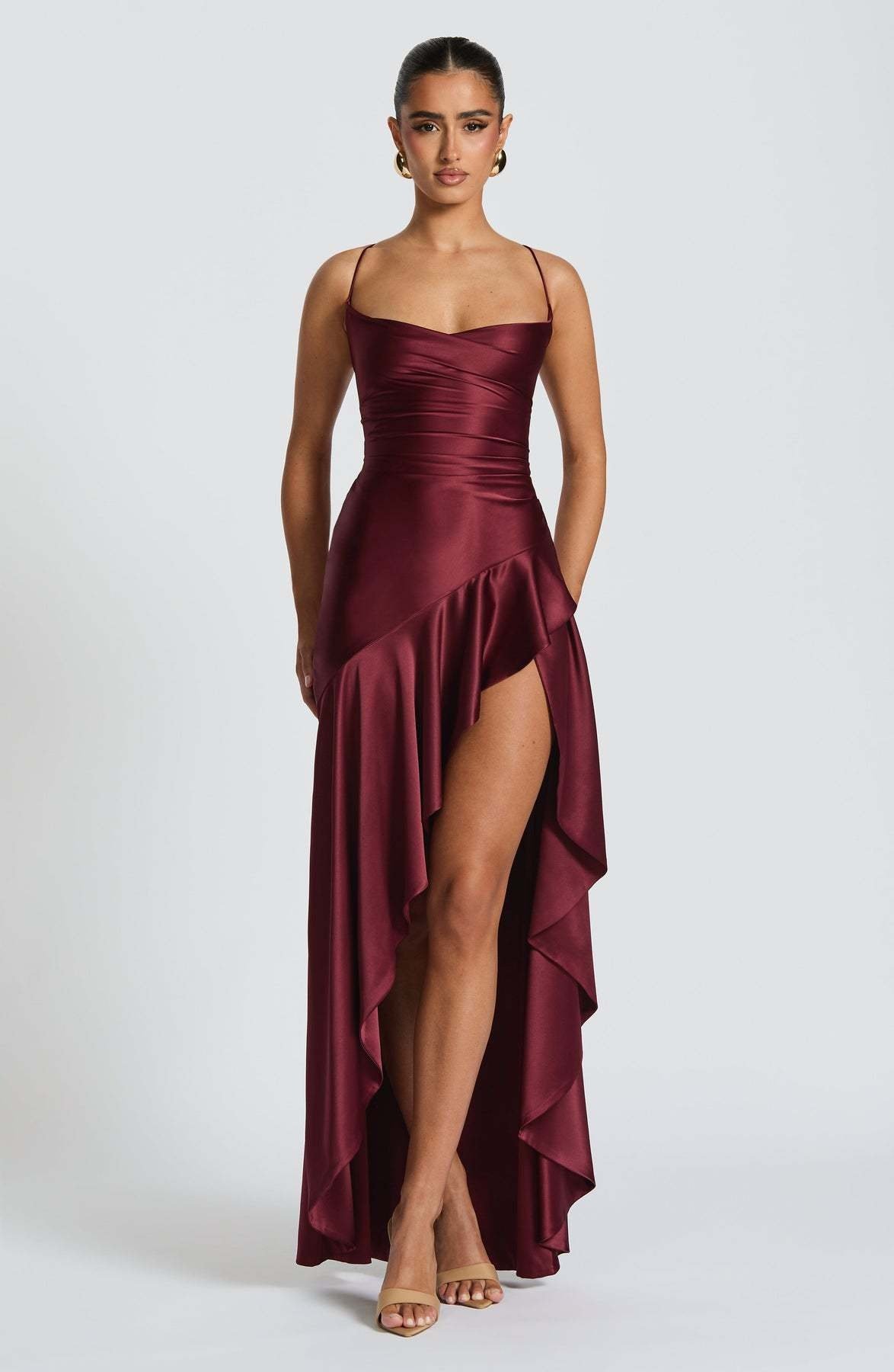 Alana Dress Burgundy Front