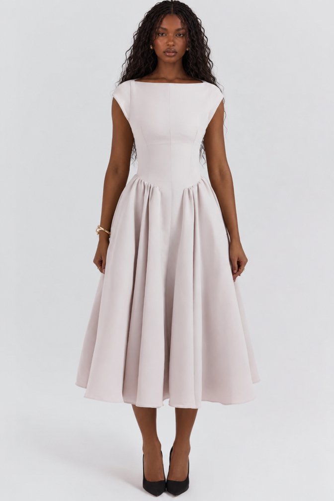 Isolde Midi Dress - Grey